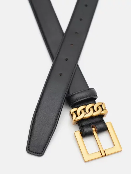 Кожаный ремень Borsa Leather с ремешками черный