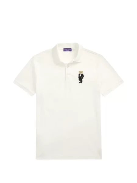 Scurt tricou polo Ralph Lauren Purple Label alb