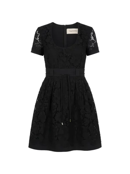 Cu centură rochie Valentino Garavani din dantelă negru