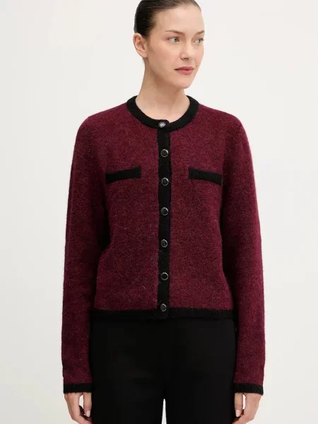 Gestuz kardigan wełniany bordowy