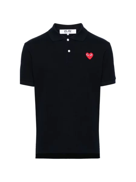 Tricou polo Comme Des Garcons Play cu motiv cu inimi albastru