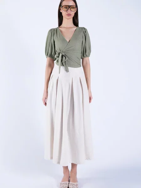 Trend Alaçatı Stili Bluză stuf verde