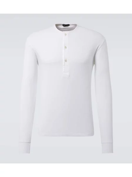 Cămașă Tom Ford cu guler henley alb