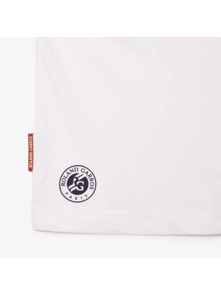 Lacoste T-Shirt Roland Garros O Kroju Regular Fit Z Nadrukiem Przy Dekolcie biały