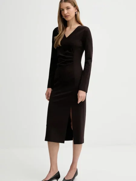 Liviana Conti sukienka midi prosta brązowy