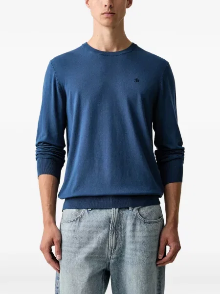 Pulover Scotch & Soda cu broderie cu decolteu rotund albastru