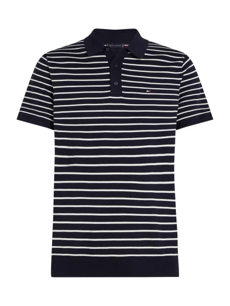 Tommy Hilfiger Tricou polo Essential Cotton Knitted Polo Bleumarin alb