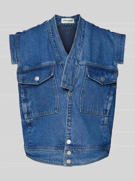 Kamizelka jeansowa z na piersi Lollys Laundry niebieska