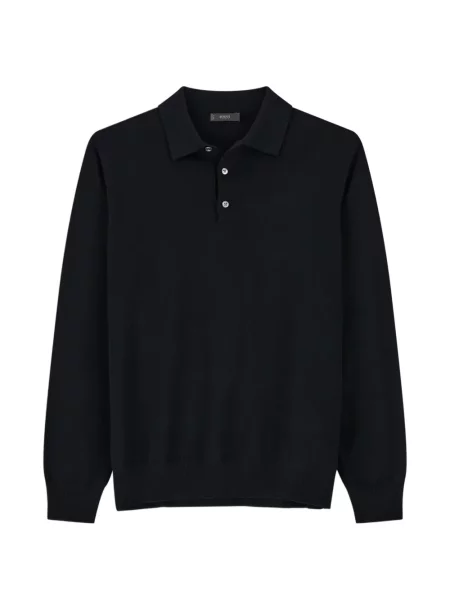 Tricou polo Boggi Milano din lână merinos negru