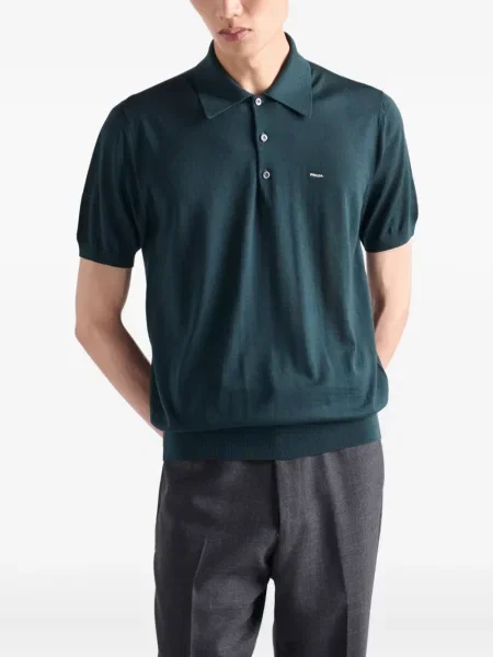 Polo Prada cu broderie de lână verde