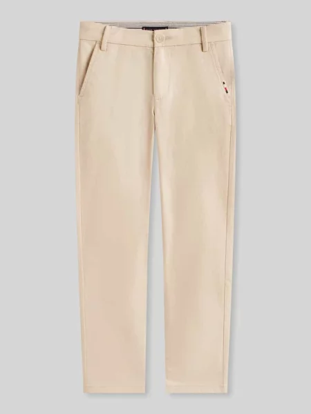 Chinos o kroju regular fit z mieszanki bawełny Tommy Hilfiger beżowe
