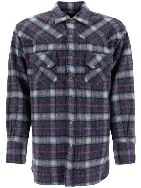 Kostkovaná kovbojská košile Beams Plus fialová