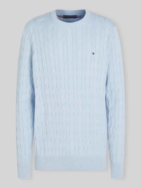 Sweter o kroju regular fit z czystej bawełny Tommy Hilfiger niebieski