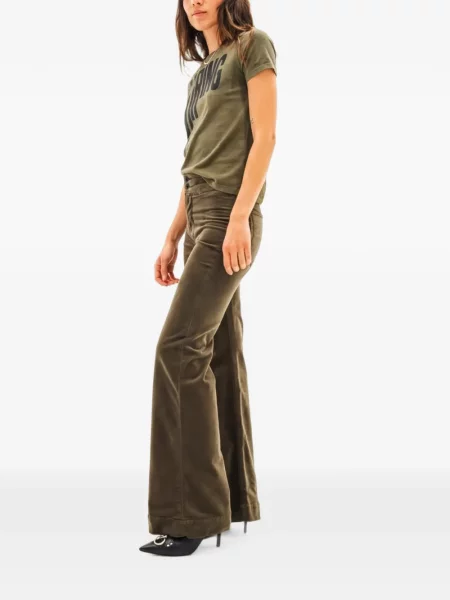 Pantaloni Askk Ny de catifea cord evazate verde
