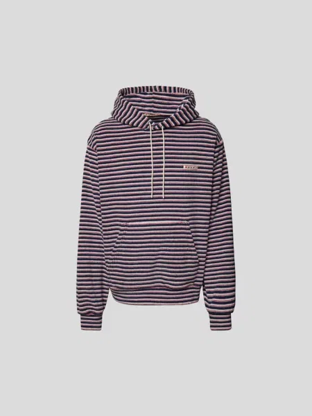 Bluza z kapturem z wzorem w paski Marni niebieski