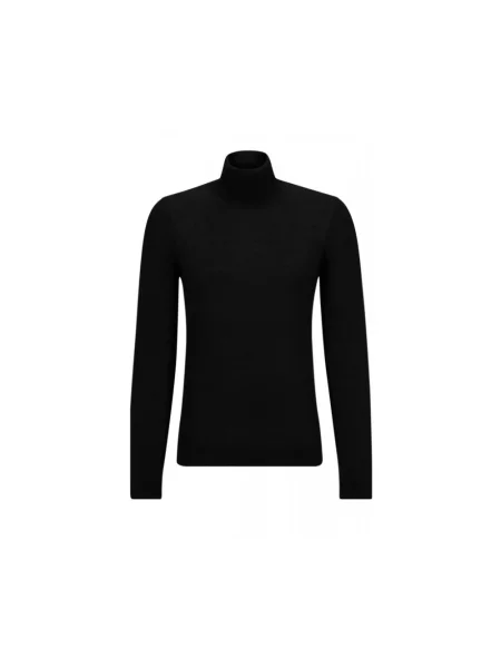 BOSS sweter wełniany lekkie z golferm czarny
