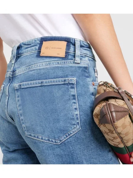 Pantaloni scurți din denim Ag Jeans cu talie înaltă albastru