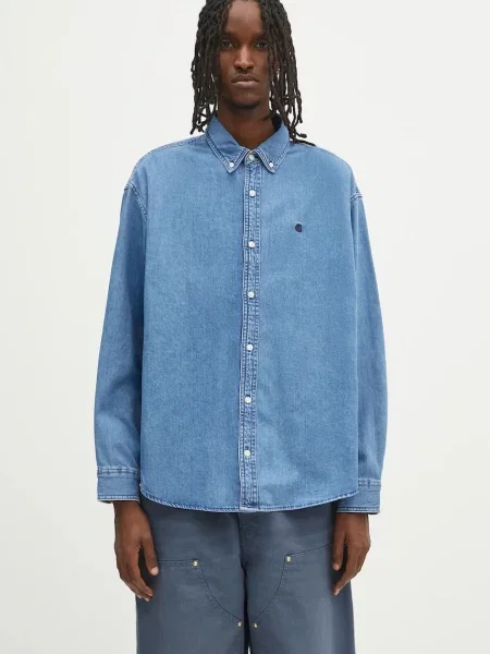 Carhartt WIP cămașă din denim L/S Lucas Shirt cu guler button-down relaxed
