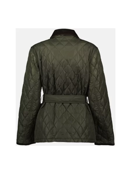 Kurtka Burberry pikowana z paskiem zielona