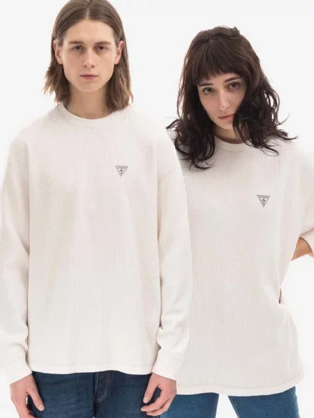 Guess U.S.A. svetr Guess Longsleeve Thermal Crewneck béžový