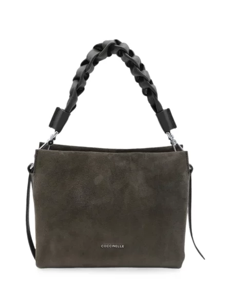 Τσάντα shopper Coccinelle σουέτ πλεγμένο καφέ