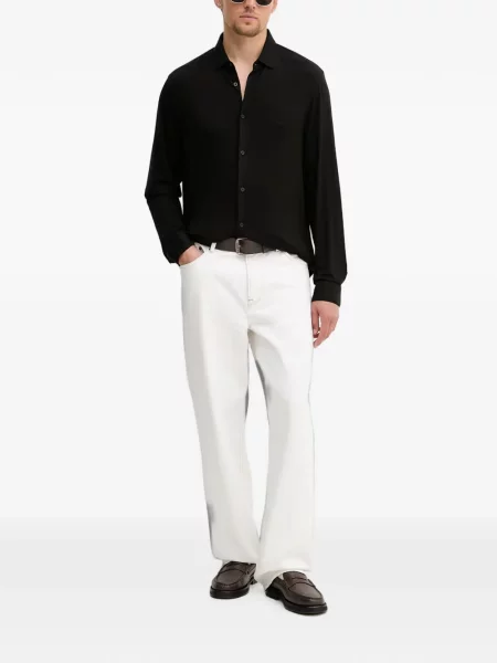 Lung cămașă Armani Exchange cu autograf negru