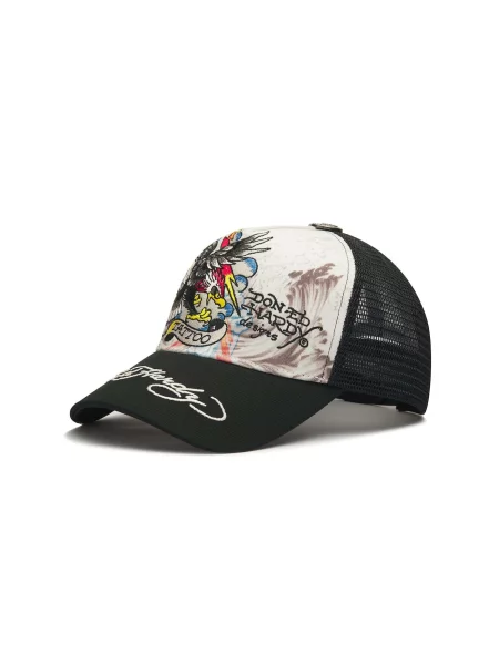 Ed Hardy Șapcă Tattoo Eagle maro / galben / negru / murdar alb