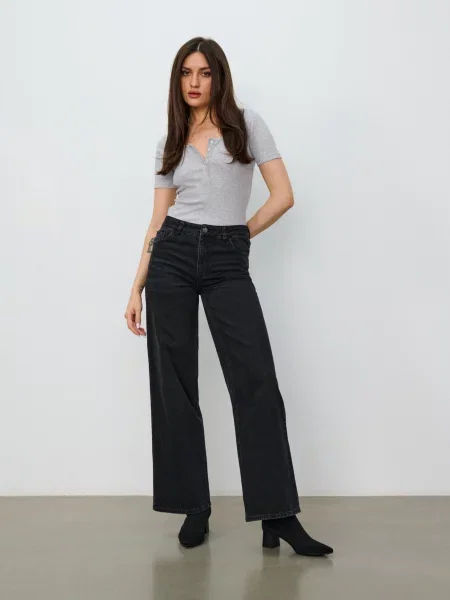 Джинси wide leg чорний