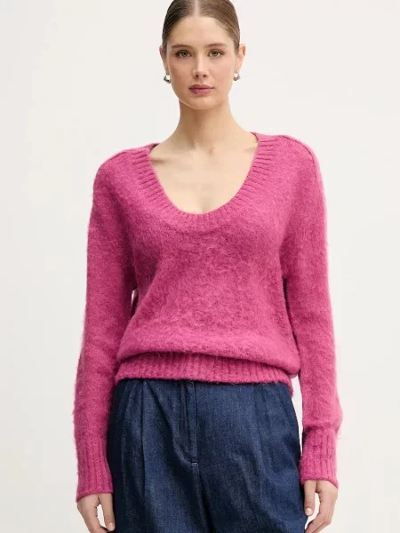 United Colors of Benetton sweter z dodatkiem moheru fioletowy