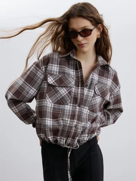 Сорочка повсякденна Estro бавовна/поліестер коричневий