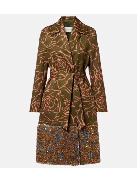 Plašč Dries Van Noten s cvetličnim vzorcem zelena
