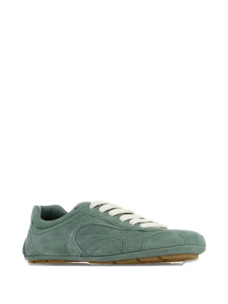 Sneakerși Prada din piele de căprioară verde