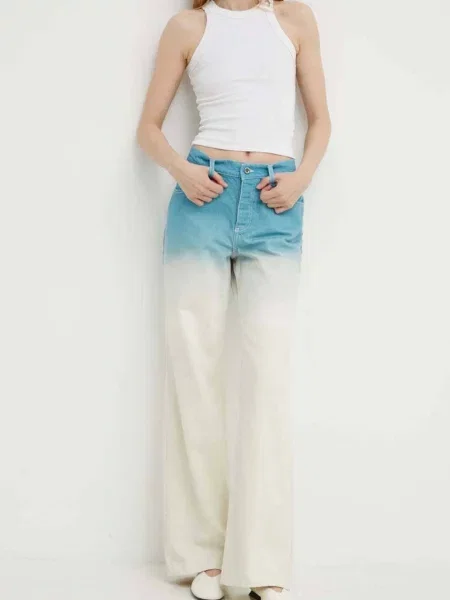 Blugi Stine Goya cu talie înaltă albastru