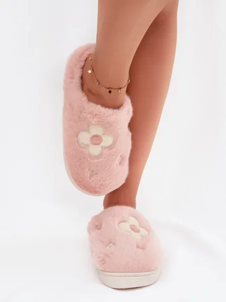 Papuci Boto cu model floral alb