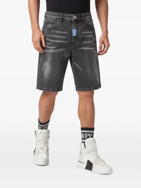 Pantaloni scurți din denim Philipp Plein gri
