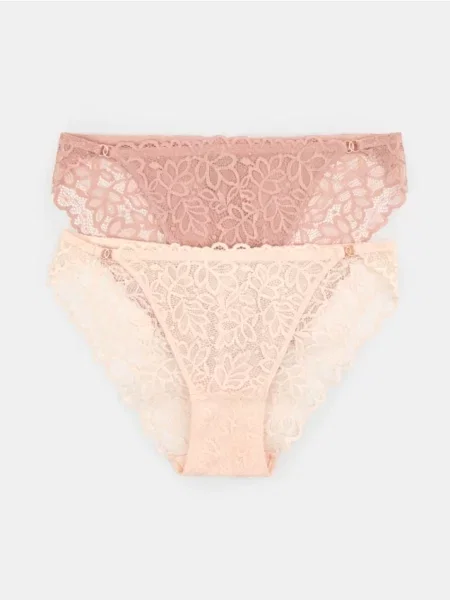 Мереживні класичні трусики 2 пари різнобарвний