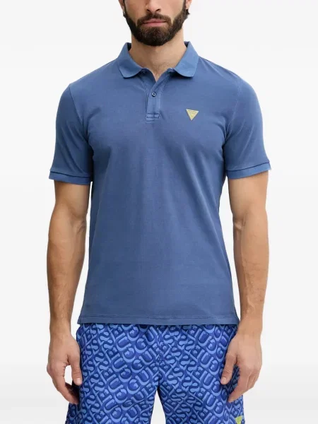 Tricou polo Guess cu autograf albastru