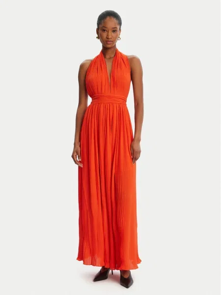 BARDOT Официална рокля Amala Pleated Halter Червен оранжево