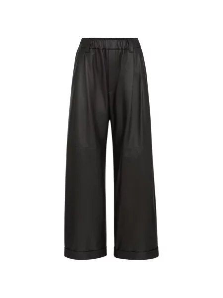 Pantaloni Brunello Cucinelli din piele negru