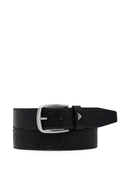 Curea Emporio Armani din piele cu cataramă cu autograf negru