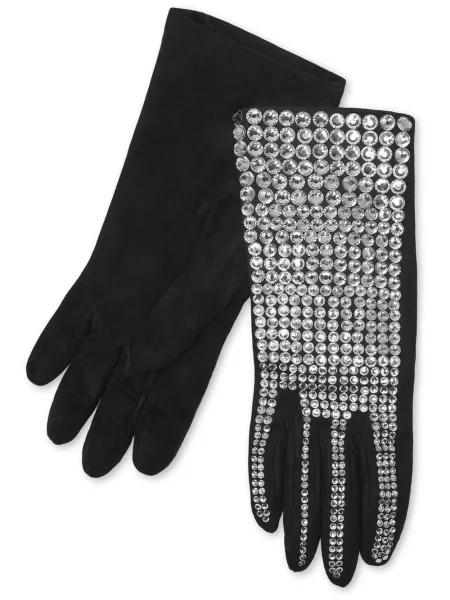 Mănuși Philipp Plein din piele de căprioară de cristal negru