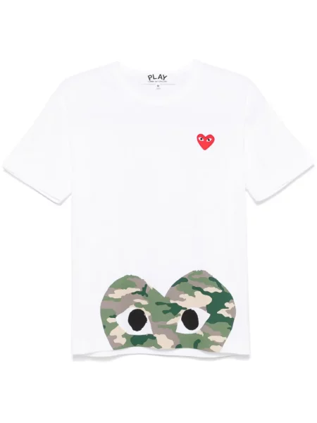 Tricou Comme Des Garcons Play cu motiv cu inimi alb