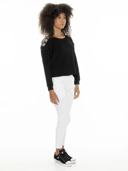 Leone Black'n White bluzy z kapturem z odkrytymi ramionami biała