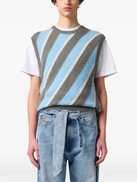 Pulover Msgm fără mâneci cu dungi gri