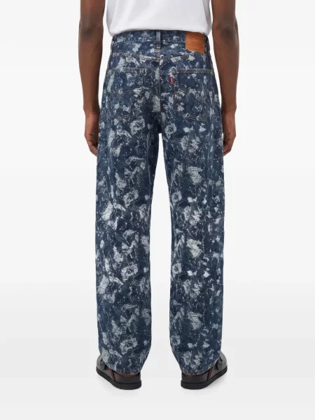 Decupat blugi drepți Levi's® zdrențuiți conici albastru