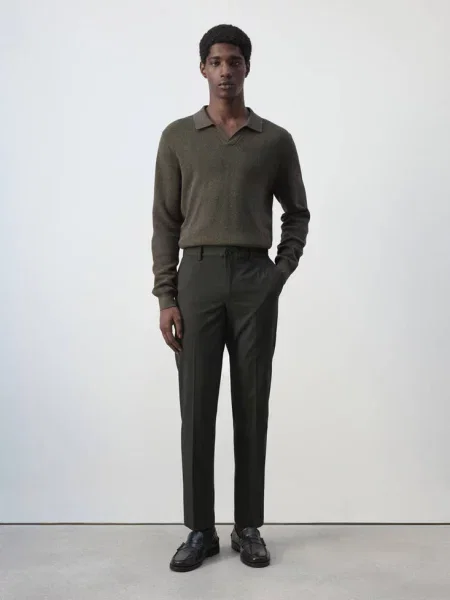 Spodnie Bologna cropped slim fit khaki Mężczyzna 44 MANGO MAN