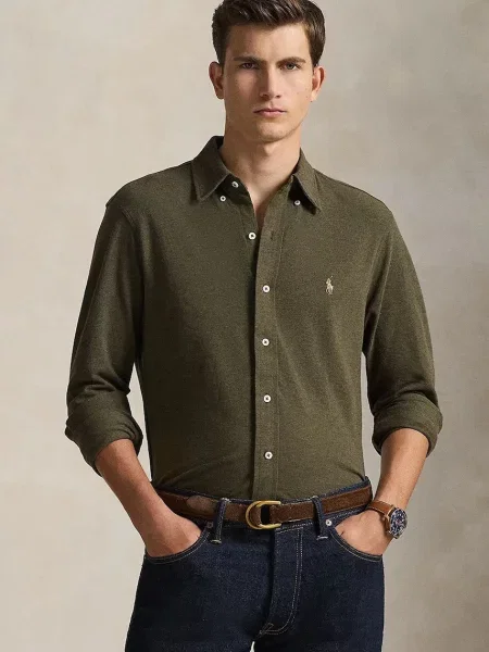 Polo Ralph Lauren Košeľa svetlohnedá / kaki zelená