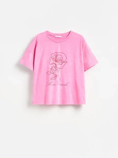 Reserved Tricou cu imprimeu roz