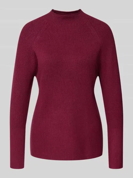 Sweter z dzianiny z prążkowanymi wykończeniami model ‘KANITA’ Soyaconcept bordowy