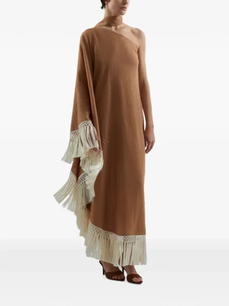 Rochie maxi Taller Marmo cu franjuri maro